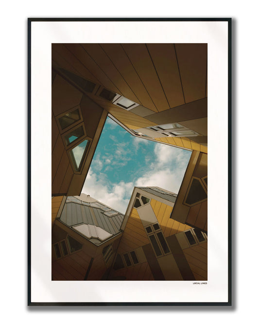 Rotterdam Kubuswoningen fotoposter verticaal ingelijst - Kleur