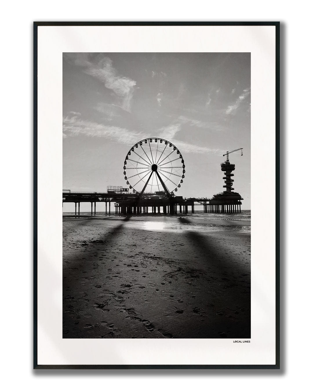 Scheveningen Klassiek fotoposter verticaal ingelijst - Zwart-Wit
