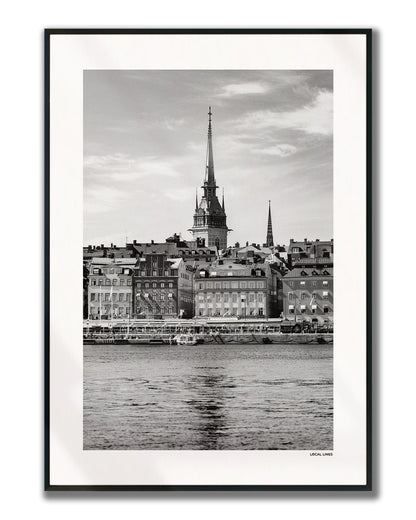 Stockholm Klassiek fotoposter verticaal ingelijst - Zwart-Wit