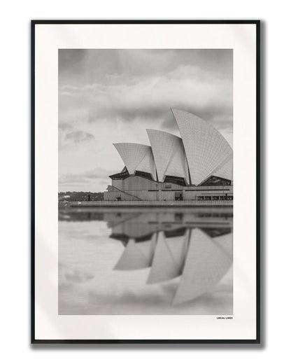 Sydney Klassiek fotoposter verticaal ingelijst - Zwart-Wit