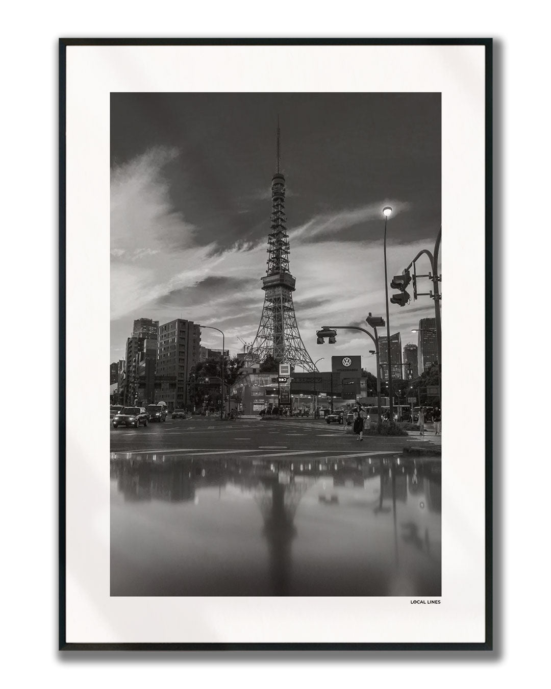 Tokio Klassiek fotoposter verticaal ingelijst - Zwart-Wit