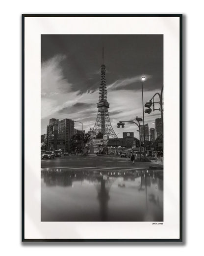 Tokio Klassiek fotoposter verticaal ingelijst - Zwart-Wit