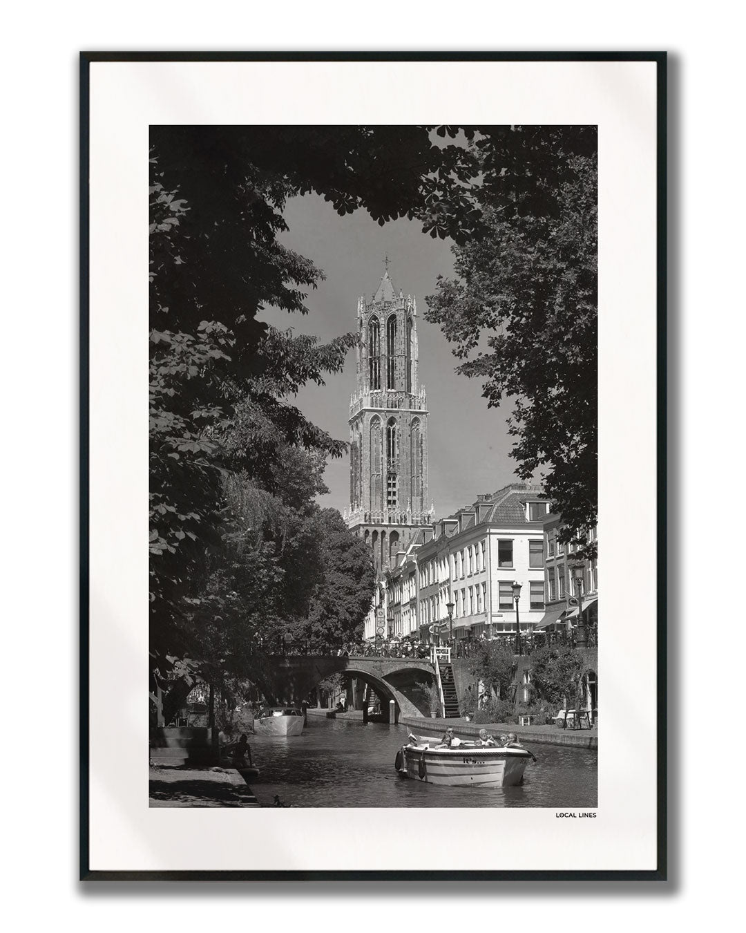Utrecht Domtoren fotoposter verticaal ingelijst - Zwart-Wit