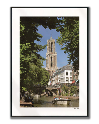 Utrecht Domtoren fotoposter verticaal ingelijst - Kleur