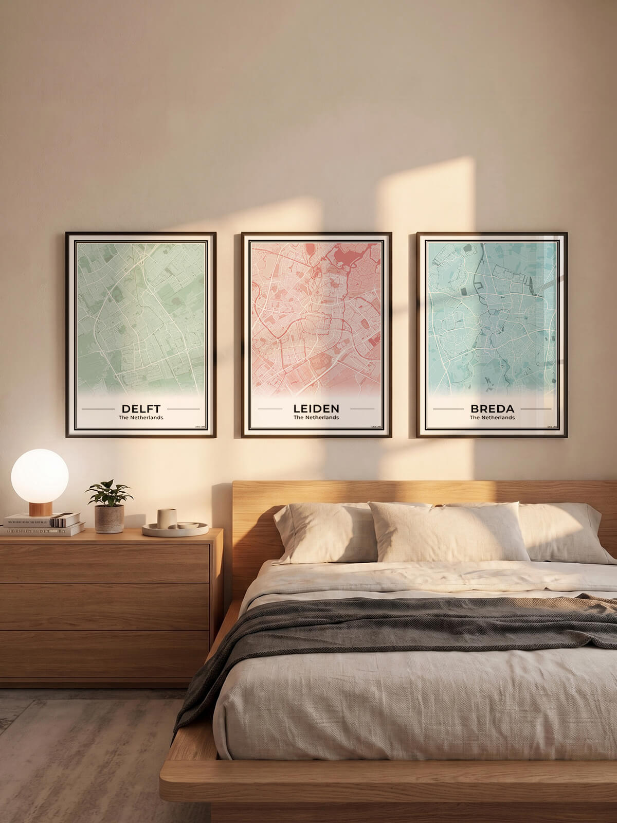 Stadskaart Leiden Delft en Breda Poster voor Wanddecoratie aan de muur Algemeen