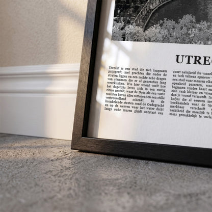 Detailopname van Utrecht Fotoposter – Zwart-Wit ingelijst in zwarte fotolijst